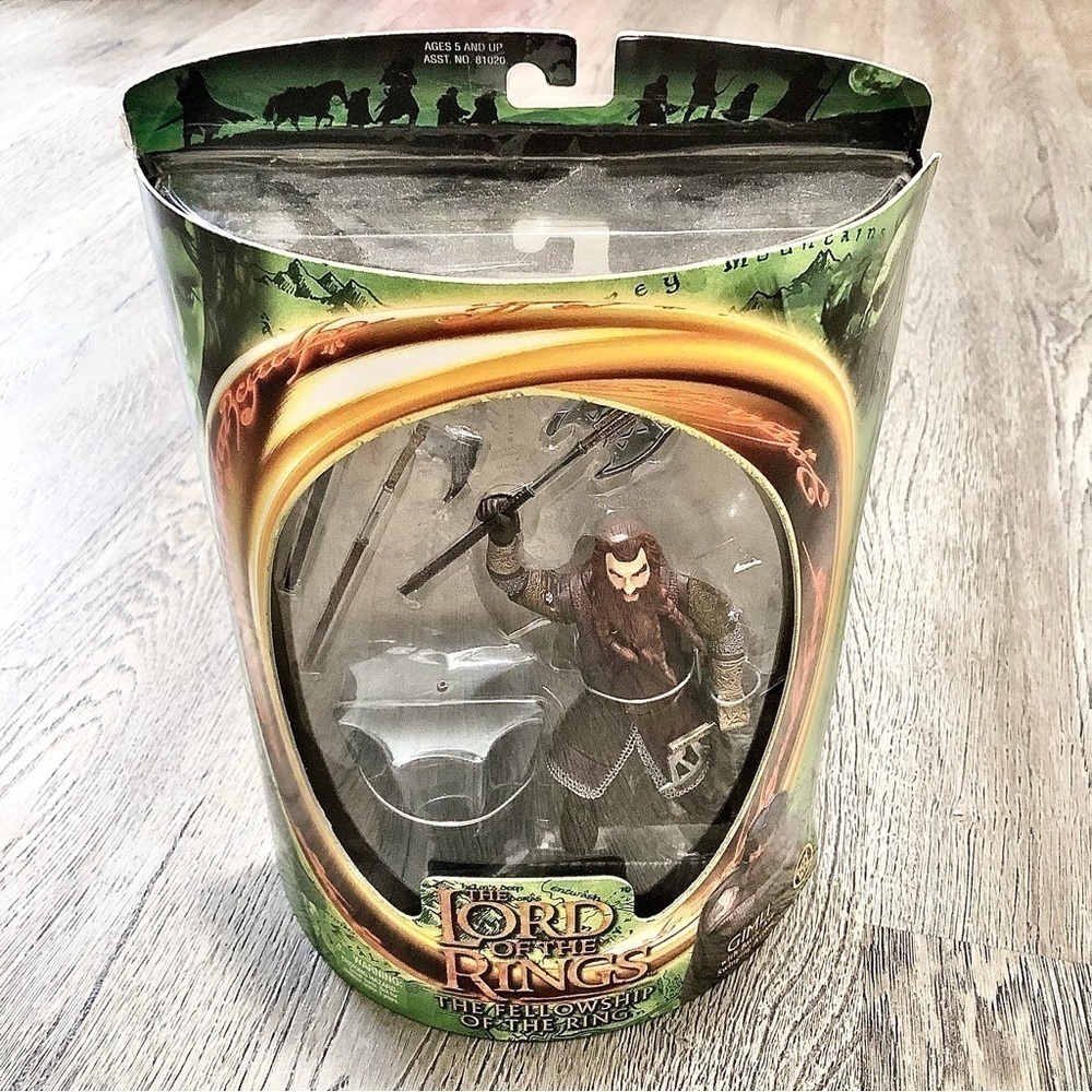 TOYBIZ Gimli figure Lord of the Rings Fellowship of the Ring 2001 sealed.